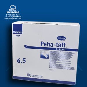 Peha-taft CLASSIC- 50 пар  перчатки хирургические, опудренные №6,5 пара купить по цене от 48 рублей с доставкой ― MyStoma.ru