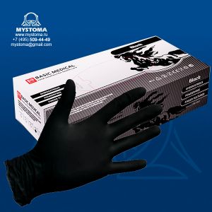 Перчатки LAB смотровые нитриловые нестер.неопудренные, черный, 50 пар, размер M купить по цене от 800 рублей с доставкой ― MyStoma.ru