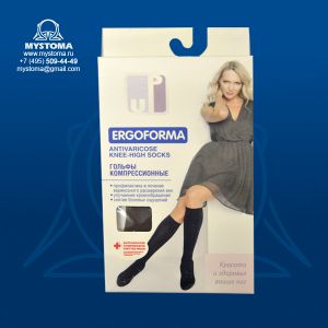 Противоварикозные  гольфы женские Эргоформа Ergoforma EU302 размер 5 черного цвета с закрытым носком профилактическая степень компрессии заказать в интернет магазине выгодная цена  с доставкой ― MyStoma.ru